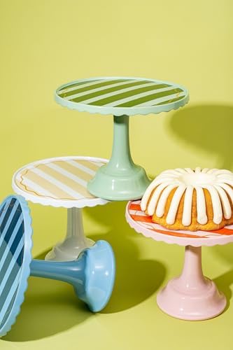 Cake Stand for Desserts & Entertaining - Light/Dark Blue Stripe, 10.5" in Light Blue/Dark Blue Stripe, alternate view 6
