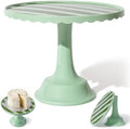 Cake Stand for Desserts & Entertaining - Light/Dark Green Stripe, 10.5" in Light Green/Dark Green Stripe