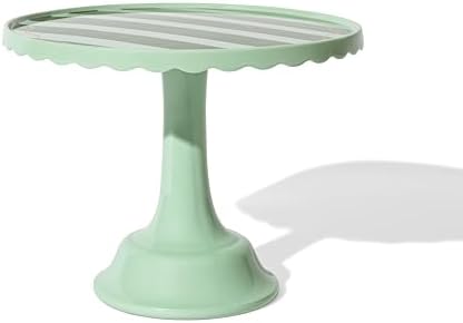 Cake Stand for Desserts & Entertaining - Light/Dark Green Stripe, 10.5" in Light Green/Dark Green Stripe, alternate view 4