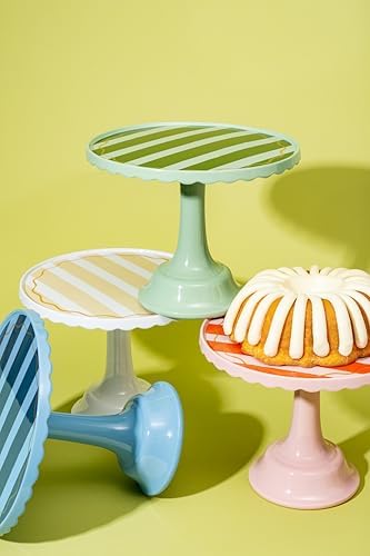 Cake Stand for Desserts & Entertaining - Light/Dark Green Stripe, 10.5" in Light Green/Dark Green Stripe, alternate view 5