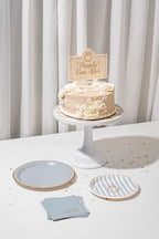 Cake Stand for Desserts & Entertaining- White/Tan Stripe, 10.5" in White/Tan Stripe, alternate view 6
