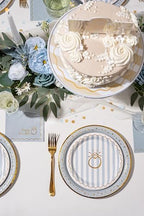 Cake Stand for Desserts & Entertaining- White/Tan Stripe, 10.5" in White/Tan Stripe, alternate view 7