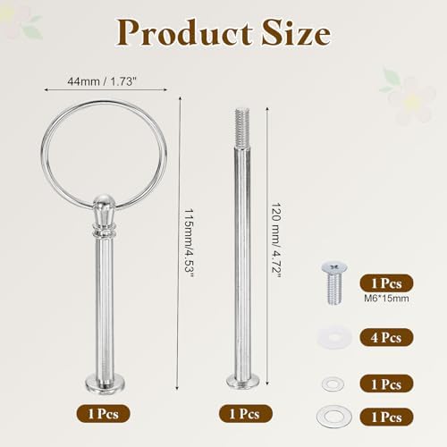 Cake Stand Hardware Kit 2 Tier Cupcake Stand Fittings, Silver in Silver, alternate view 2