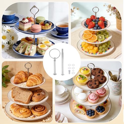 Cake Stand Hardware Kit 2 Tier Cupcake Stand Fittings, Silver in Silver, alternate view 6
