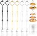 Cake Stand Hardware Kit, 6 Sets 3-Tier Crown Design Cake Tier Stacking Kit in Gold, Silver, Black