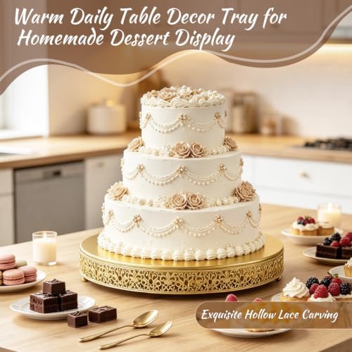 Cake Stand, Metal Round Cupcake Dessert Stand Cake Display Holder Cookies Fruit Serving Tray Decor for Wedding, alternate