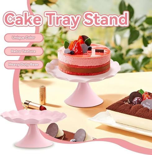 Cake Stand, Ruffled Dessert Table Stand Set Minimalist Stable Decorative Multi Functional Cake Tray Holder, alternate view 3