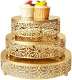 Cake Stand Set, 3Pcs Round Metal, Dessert Cupcake Pastry Candy Display Plate for Wedding, Event, Birthday Party
