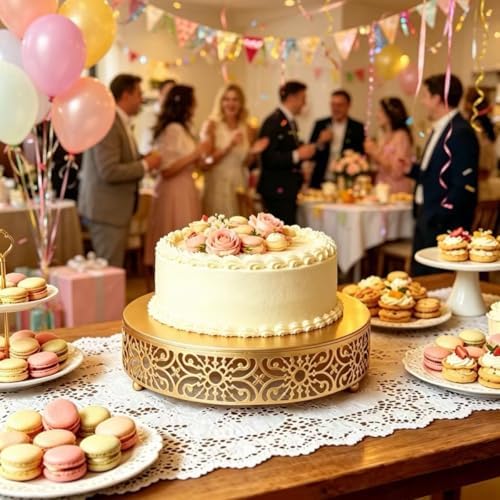 Cake Stand Set, 3Pcs Round Metal, Dessert Cupcake Pastry Candy Display Plate for Wedding, Event, Birthday Party, alternate