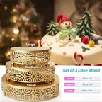 Cake Stand Set, 3Pcs Round Metal, Dessert Cupcake Pastry Candy Display Plate for Wedding, Event, Birthday Party, alternate