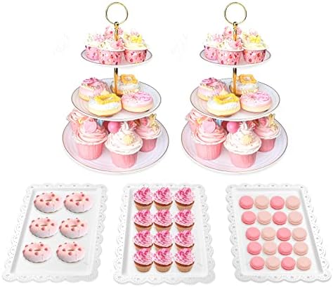 Cake Stand Set-5 Pcs Cupcake Stand Set-Dessert Table Display Set with 2xlarge 3-Tier Cupcake Stands + 3X