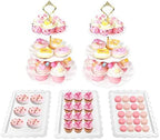 Cake Stand Set-5 Pcs Cupcake Stand Set-Dessert Table Display With 2xlarge 3-Tier + 3x Appetizer Trays Perfect