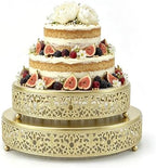 Cake Stand Set of 2 Metal Cupcake Stands Dessert Display Plate for Wedding Party Birthday, Gold in Gold