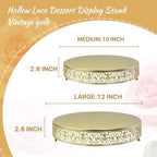 Cake Stand Set of 2 Metal Cupcake Stands Dessert Display Plate for Wedding Party Birthday, Gold in Gold, alternate view 3