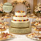 Cake Stand Set of 2 Metal Cupcake Stands Dessert Display Plate for Wedding Party Birthday, Gold in Gold, alternate view 6