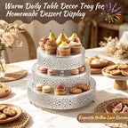 Cake Stand Set of 3 Metal Cupcake Stands Dessert Display Plate for Wedding Party Birthday (3 Pcs, Matte Silver), alternate