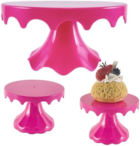 Cake Stand Set of 3, Plastic Cupcake Holders for Dessert Table, Round Dessert Stands for Party, Wedding