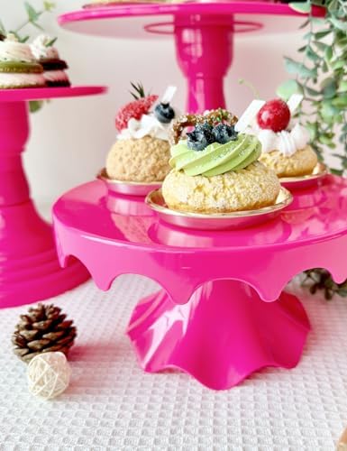 Cake Stand Set of 3, Plastic Cupcake Holders for Dessert Table, Round Dessert Stands for Party, Wedding, alternate view 5