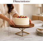 Cake Stand, Teak Wood with Steel Base, Round Cupcake Stand in 12 Inches in Brown 02, alternate view 2