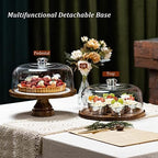 Cake Stand with Dome Lid, Acacia Wood Cake Plate with Cover in Clear (Dome) / Brown (Stand), alternate view 4