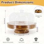Cake Stand with Dome Lid, Acacia Wood Cake Plate with Cover in Wood, alternate view 3