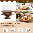 Cake Stand with Dome Lid, Acacia Wood Cake Plate with Cover in Wood, alternate view 6