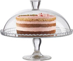 Cake Stand with Dome Lid, Glass Desert Serving Plate and Cover, Footed Pastry Display Server, 12.60 inch Wide