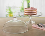 Cake Stand with Dome Lid, Glass Desert Serving Plate and Cover, Footed Pastry Display Server, 12.60 inch Wide, alternate view