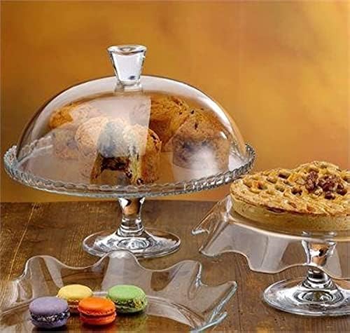 Cake Stand with Dome Lid, Glass Desert Serving Plate and Cover, Footed Pastry Display Server, 12.60 inch Wide, alternate view
