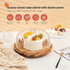 Cake Stand with Lid, 10.8'' Acrylic Dome, Rotating Acacia Wood in Wood-Rotatable, alternate view 6