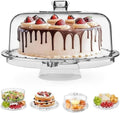 Cake Stand with Lid (12.2"), Multifunctional Cake Stand with Acrylic Dome, Acrylic 6-in-1 Cake Plate Display