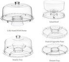 Cake Stand with Lid (12.2"), Multifunctional Cake Stand with Acrylic Dome, Acrylic 6-in-1 Cake Plate Display, alternate view