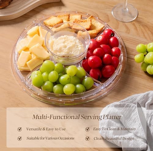 Cake Stand with Lid (12.2"), Multifunctional Cake Stand with Acrylic Dome, Acrylic 6-in-1 Cake Plate Display, alternate view