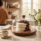 Cake Stand with Lid 360°Rotating Cake Stand & Cake Turntable 11.4 Inch Wooden Cake Stand with Lid Clear Acrylic, alternate