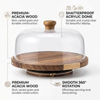 Cake Stand with Lid 360°Rotating Cake Stand & Cake Turntable 11.4 Inch Wooden Cake Stand with Lid Clear Acrylic, alternate