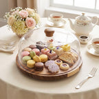 Cake Stand with Lid 360°Rotating Cake Stand & Cake Turntable 11.4 Inch Wooden Cake Stand with Lid Clear Acrylic, alternate