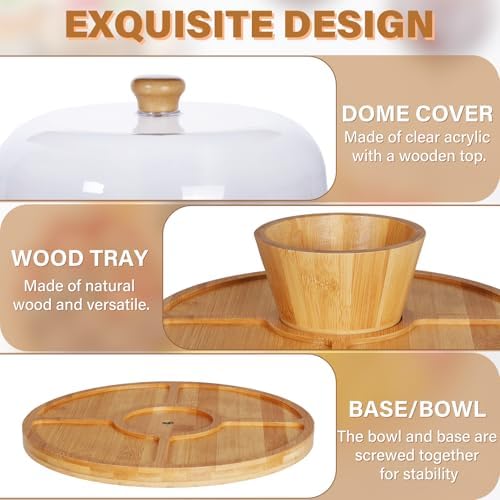 Cake Stand with Lid, 6-in-1 Multifunctional Cake Plate, Cake Holder, Serving Tray, Fruit Platter, Salad Bowl, alternate view