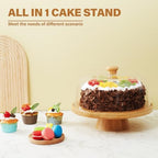 Cake Stand with Lid, 6-in-1 Multifunctional Cake Plate, Cake Holder, Serving Tray, Fruit Platter, Salad Bowl, alternate view