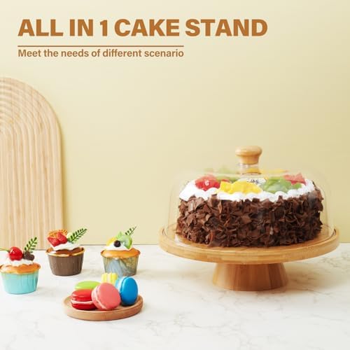 Cake Stand with Lid, 6-in-1 Multifunctional Cake Plate, Cake Holder, Serving Tray, Fruit Platter, Salad Bowl, alternate view