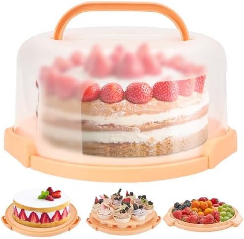 Cake Stand with Lid, Cake Carrier BPA-Free Cake Containers for 10 inch Cake with 2 Handles Cupcake Carrier