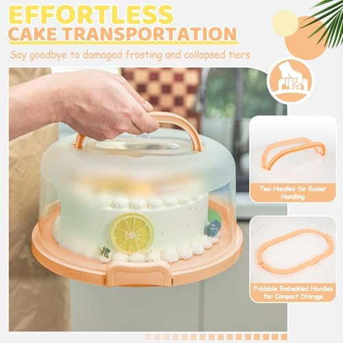 Cake Stand with Lid, Cake Carrier BPA-Free Cake Containers for 10 inch Cake with 2 Handles Cupcake Carrier, alternate view 3