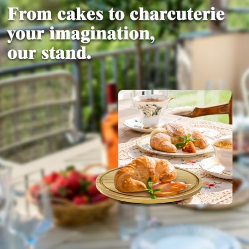 Cake Stand with Lid, Clear Acrylic Dome, Rotating Acacia Wood in Wood, alternate view 5
