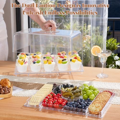 Cake Stand with Lid-Large 17" Rectangular Cake Holder, Acrylic BPA Free in 1, alternate view 7