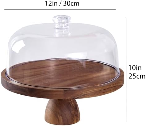 Cake Stand with Lid, Multi-Functional 12in Round Cake Holder, Acacia Wood 2-in-1 Dessert Table Display Set, alternate view 2