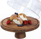 Cake Stand with Lid, Multi-Functional 12in Round Cake Holder, Acacia Wood 2-in-1 Dessert Table Display Set, alternate view 3