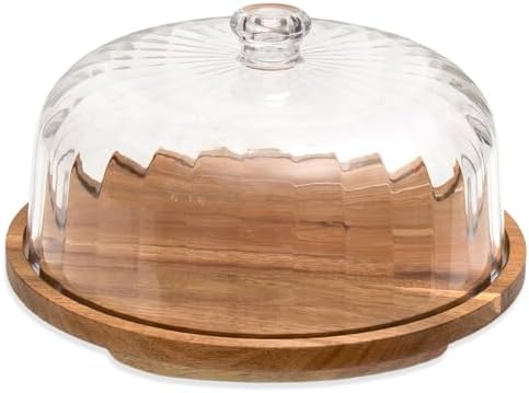 Cake Stand with Lid, Rotating Cake Holder with Dome, Wood Lazy Susan with Cover, Cake Stand for Party, Birthday