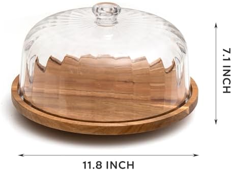 Cake Stand with Lid, Rotating Cake Holder with Dome, Wood Lazy Susan with Cover, Cake Stand for Party, Birthday, alternate