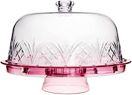 Cake Stand with Lid, Serving Plate Platter with Dome Cover, 6 in 1 Multi-Purpose Use, Shatterproof and Reusable