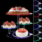 Cake Stand with Rechargable Light, 4 Tier LED Acrylic Cupcake Stand, Round Cake and Cupcake Stand Combo, Clear