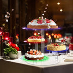 Cake Stand with Rechargable Light, 4 Tier LED Acrylic Cupcake Stand, Round Cake and Cupcake Stand Combo, Clear, alternate